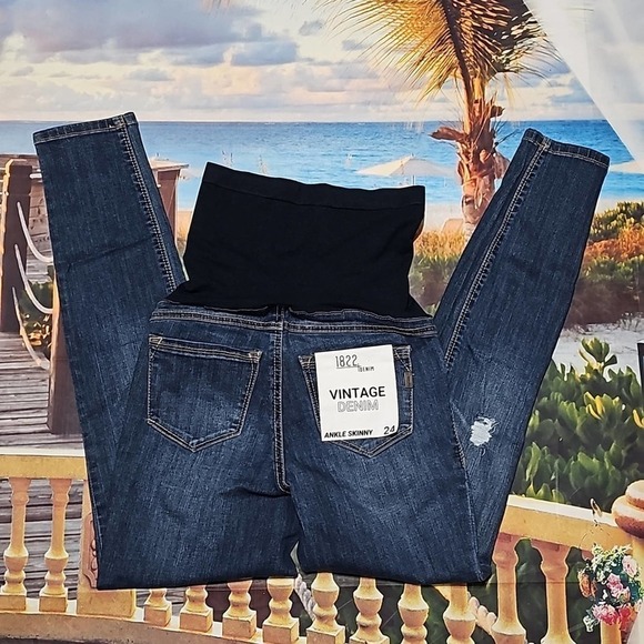 1822 Denim Distressed Maternity Jeans Size 24 New - Picture 5 of 5